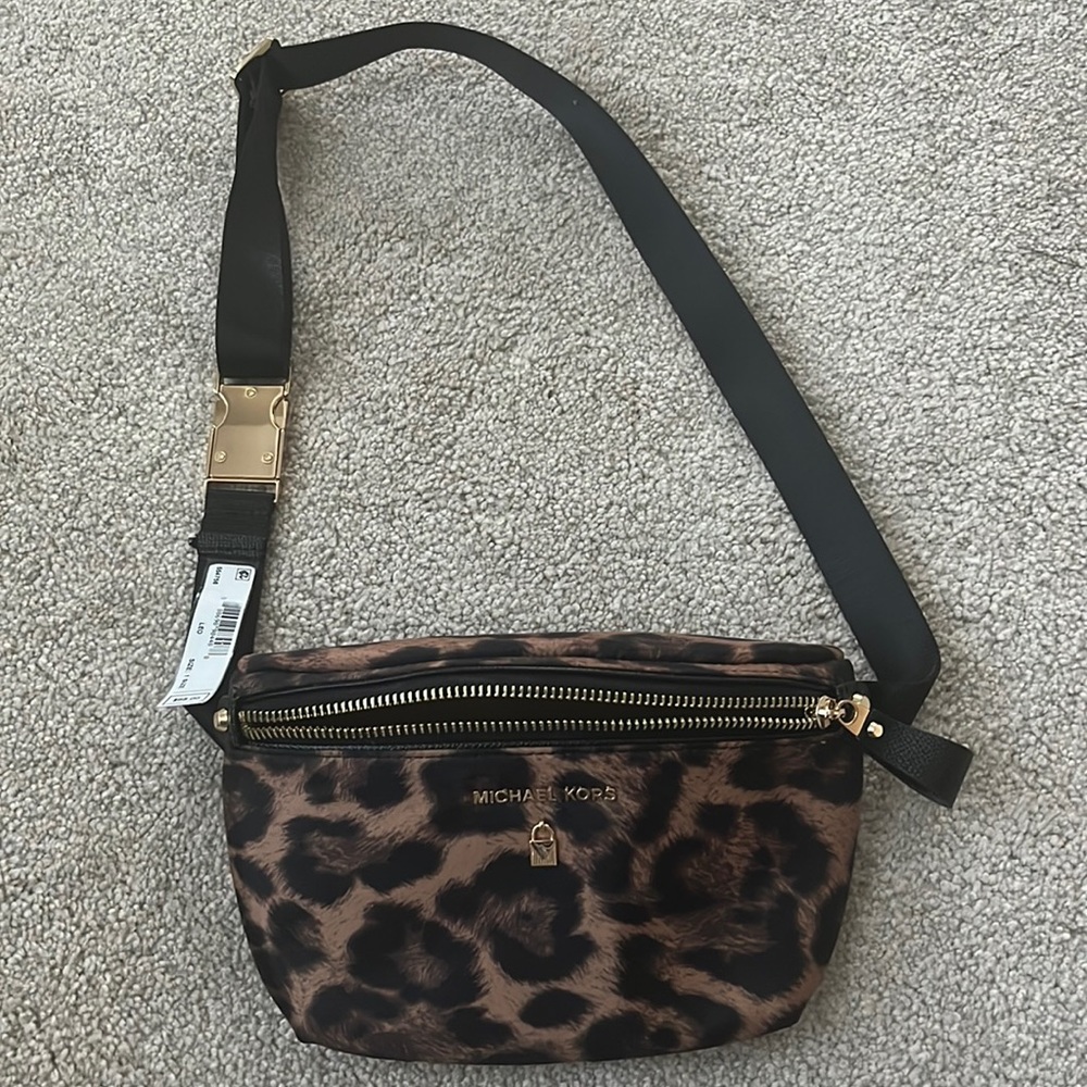 NWT Michael Kors leopard belt bag